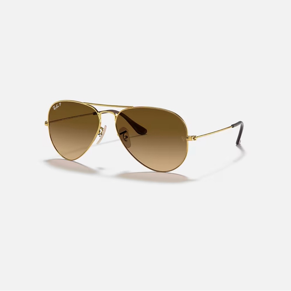 Ray-Ban Gold and Brown Aviator Gradient Sunglasses